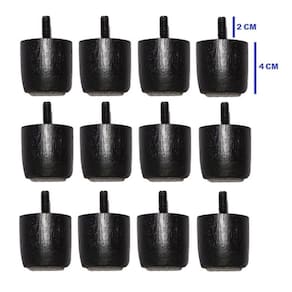 Kit 12 Pés Para Cama Box Baú Queen Ou King Jr Preto Altura 4cm Madeira Maciça
