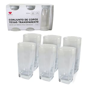 Kit Jogo 6 Copos Quadrado Texas Vidro 320ml Cor Transparente