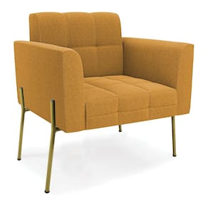 Poltrona Sala de Estar Pé de Ferro Dourado Elisa Bouclê Mostarda D03 - D`Rossi