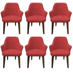 Kit 6 Cadeiras Maia Suede Vermelho - Majú Decor