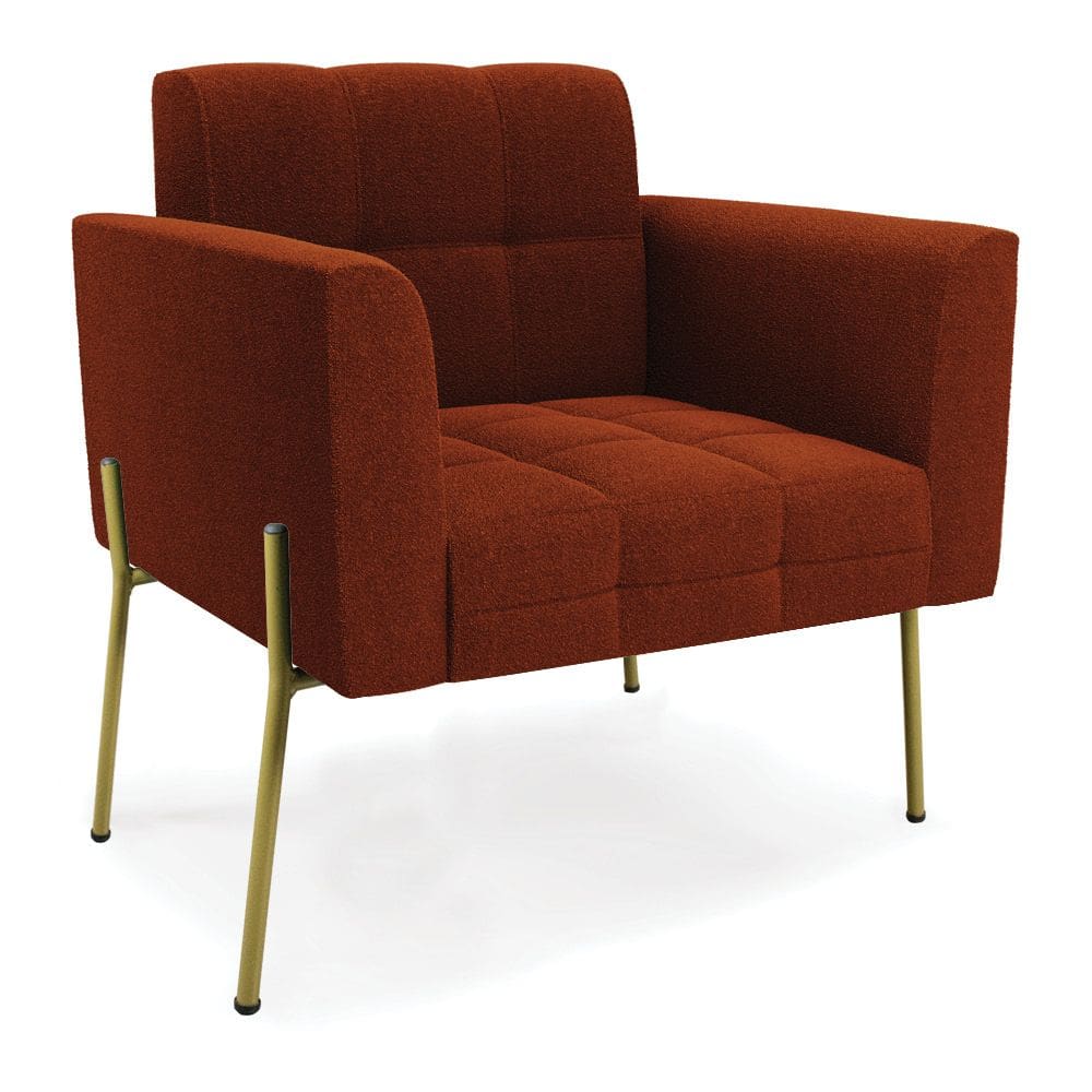 Poltrona Sala de Estar Pé de Ferro Dourado Elisa Bouclê Terra D03 - D`Rossi