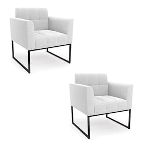 Poltrona Decorativa Industrial Preto Kit 2 Elisa Bouclê Off White D03 - D`Rossi