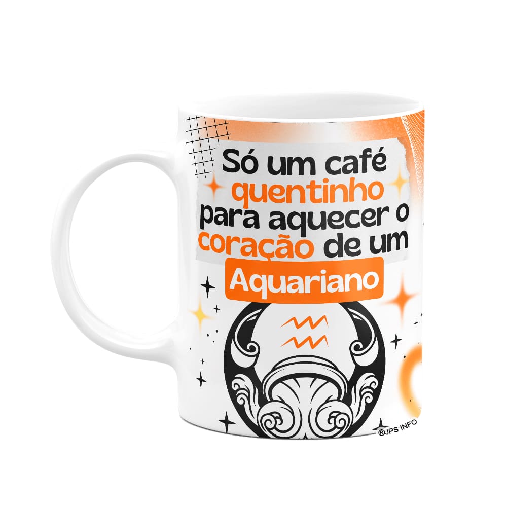 Caneca Divertida Signos Aquário - Café e Aquariano