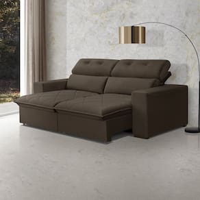 Sofá Cama Retrátil Arizona para Sala de Estar 220 Cm 3 Lugares Linho Marrom