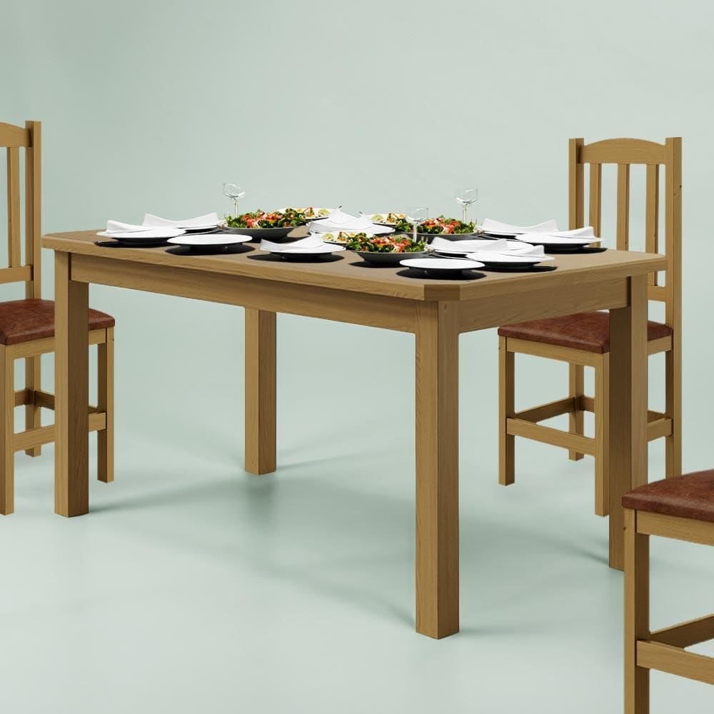 Mesa de Jantar 160cm 6 Lugares Pés Madeira Maciça Nogueira Safira Shop JM - Marrom