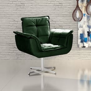 Poltrona Giratória de Metal Decoração Sala Recepção Verde