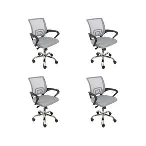 Kit 4 Cadeiras De Escritório Begonia Tela Mesh Ergonômica Cinza