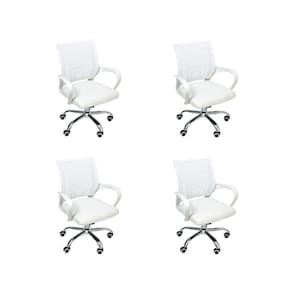 Kit 4 Cadeiras De Escritório Begonia Tela Mesh Ergonômica Branco