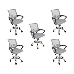 Kit 5 Cadeiras De Escritório Begonia Tela Mesh Ergonômica Cinza