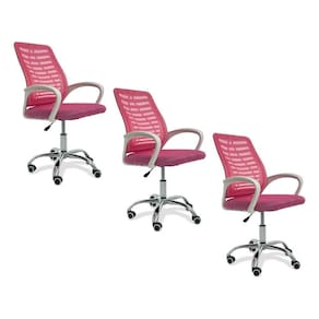 Kit 3 Cadeiras De Escritório Esteirinha Mesh Ergonômica Rosa