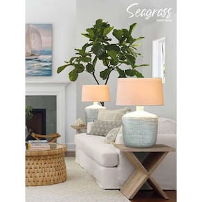 Abajur / Luminária De Mesa O`thentique Modelo Seagrass Branco