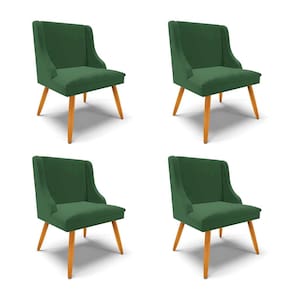 Kit 4 Cadeiras Estofadas para Sala de Jantar Pés Palito Lia Veludo Verde Esmeralda - Ibiza