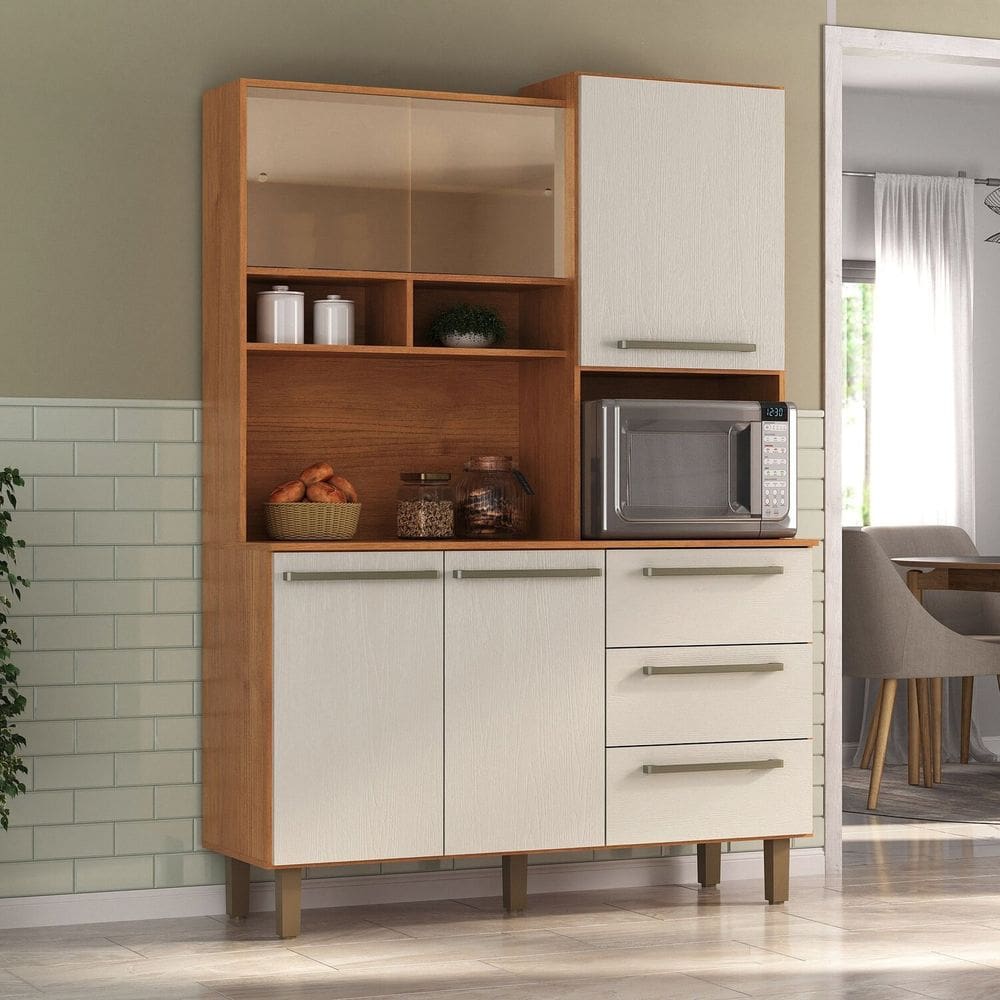 Armário de Cozinha 5 Portas 3 Gavetas Absoluto Cinamomo / Areia