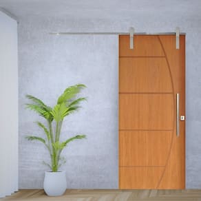 Porta de Correr Padrão Imbuia Belissima 6 Trilho Soft Puxador Tubolar 800 Mm Cromado 120 X 210 Direi Natural