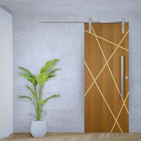Porta de Correr Padrão Imbuia Agatha Trilho Soft Puxador Barra Chata 800 Mm Cromado 110 X 210 Direit Natural