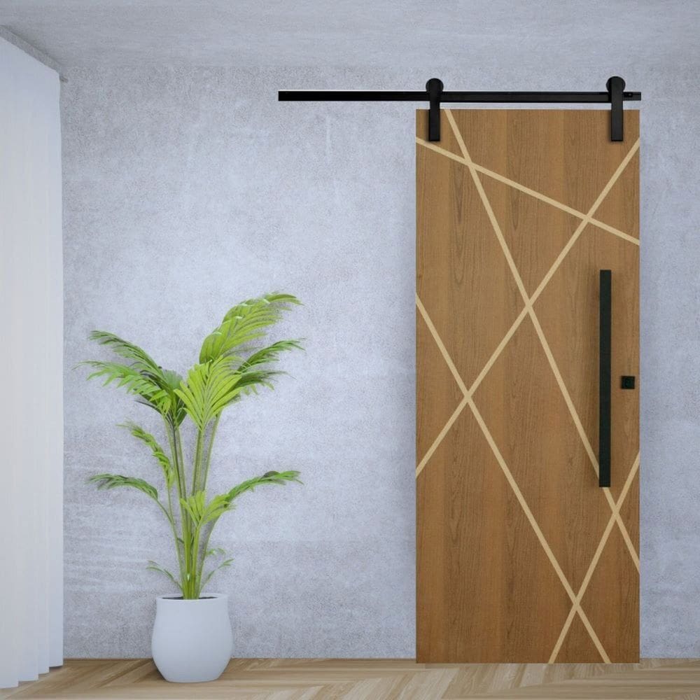 Porta de Correr Padrão Imbuia Agatha Trilho Soft Puxador Barra Chata 800 Mm 102 X 210 Direito Natural