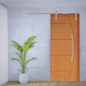 Porta de Correr Padrão Imbuia Belissima 6 Trilho Soft Puxador Curvo 600 Mm Cromado 102 X 210 Direito Natural