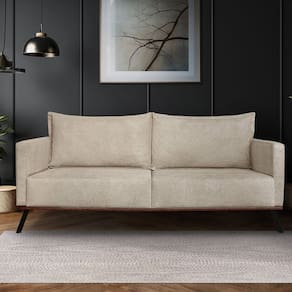 Sofá Zeki 3 Lugares 200 Cm Linho Boucle Bege