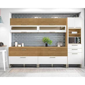 Cozinha Modulada Ambiente Ametista Composição 3 Freijó Supremo Riapdo - Kits Paraná