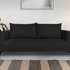 Sofá Eliot 2 Lugares 180 Cm Linho Boucle Preto