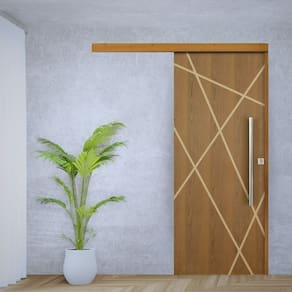 Porta de Correr Padrão Imbuia Agatha Trilho Embutir Puxador Tubolar 800 Mm Cromado 92 X 210 Direito Natural