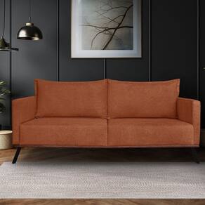 Sofá Zeki 3 Lugares 220 Cm Linho Boucle Cobre
