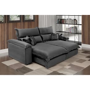 Sofá Retrátil e Reclinável 2 Lugares Lírio Suede Cinza