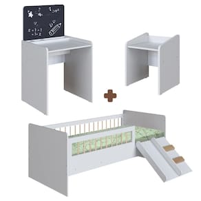 Conjunto Cama Montessoriana Com Mesa Infantil Branco Shop JM