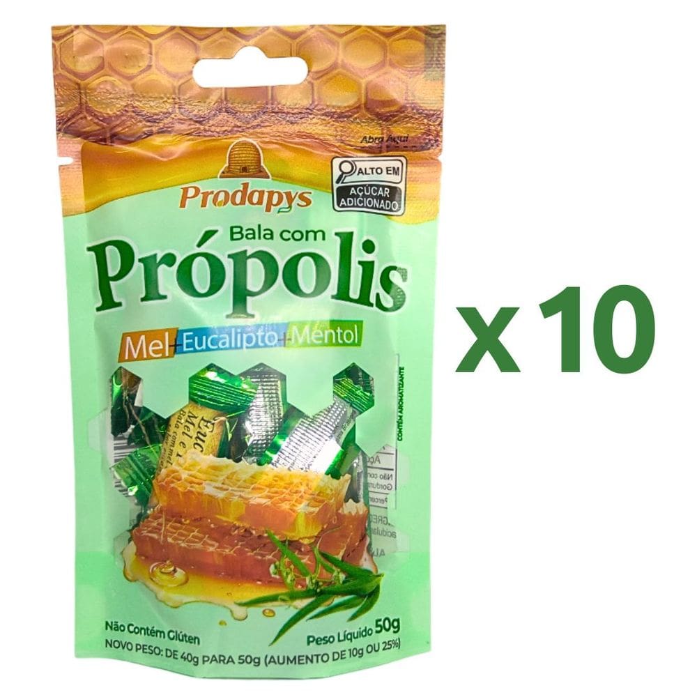 Bala com Própolis Mel Eucalipto e Mentol Kit com 10 - Prodapys