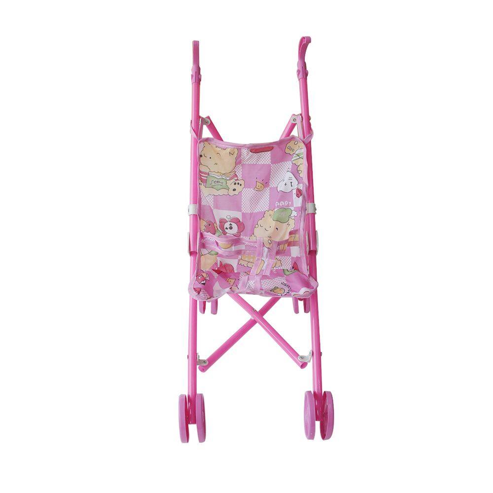 Carrinho De Boneca Infantil De Passeio Plástico Rosa 50cm