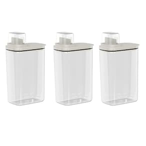 Porta Sabao Liquido e Po Dispenser 2,3L Bege Tampa Medidora 3un