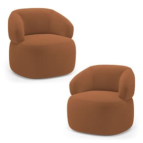 Kit 02 Poltronas Orgânicas Giratória Living Glee Bouclê Terracota - Desk Design