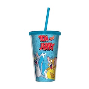 Copo Tampa E Canudo Hb Tom And Jerry Happy Guy 600ml