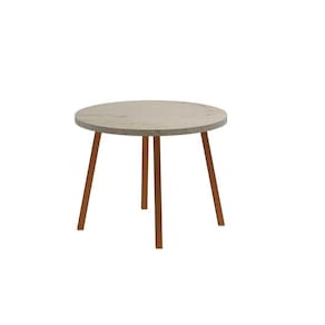 Mesa para Cozinha Stellar 1599 Aço c/Tampo Madeirado Redondo 100cm Petra/Rose - Carraro
