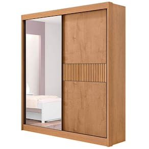 Guarda Roupa Athenas Ripado Solteiro 2 Portas 3 Gavetas D Doro Cor Cinamomo