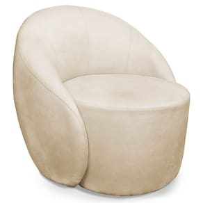 Poltrona Decorativa Orgânica Giratória Lua Suede Bege D03 - D`Rossi