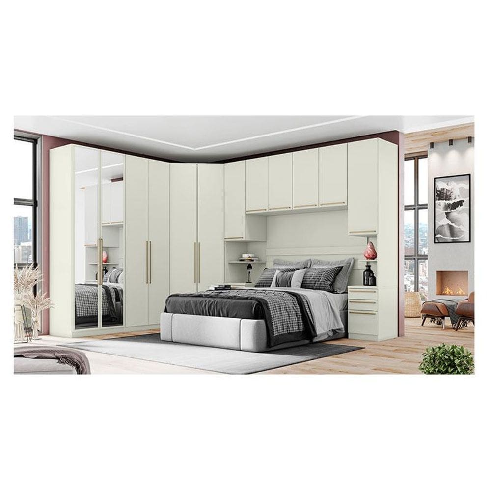 Quarto Modulado Casal Ambiente Composição 6 New Predileto 6 Peças Areia - Henn