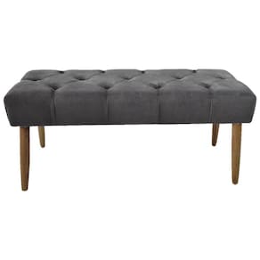 Banco Estofado Jade 120xcm Suede Grafite - Majú Decor