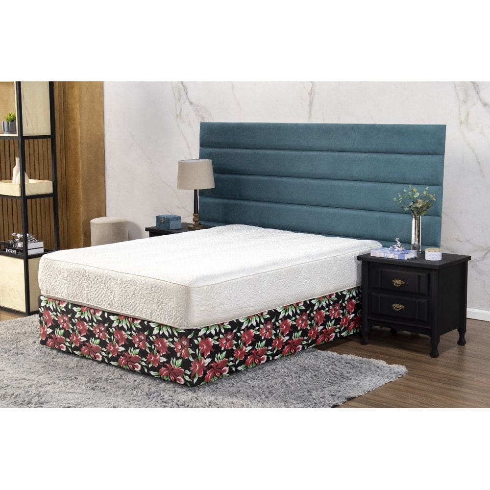 Saia Box Fit Cama Queen Capa com Elástico Malha Helanca se Ajusta ao Box 1 pç Estampada