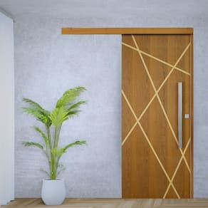Porta de Correr Padrão Imbuia Agatha Trilho Embutir Puxador Barra Chata 800 Mm Cromado 82 X 210 Dire Natural