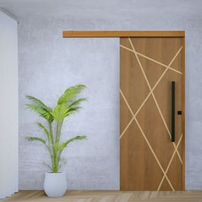 Porta de Correr Padrão Imbuia Agatha Trilho Embutir Puxador Barra Chata 800 Mm Preto 92 X 210 Esquer Natural