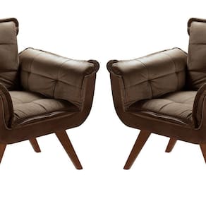 Conjunto Poltronas Pés Palito Decoração Sala Recepção Marrom