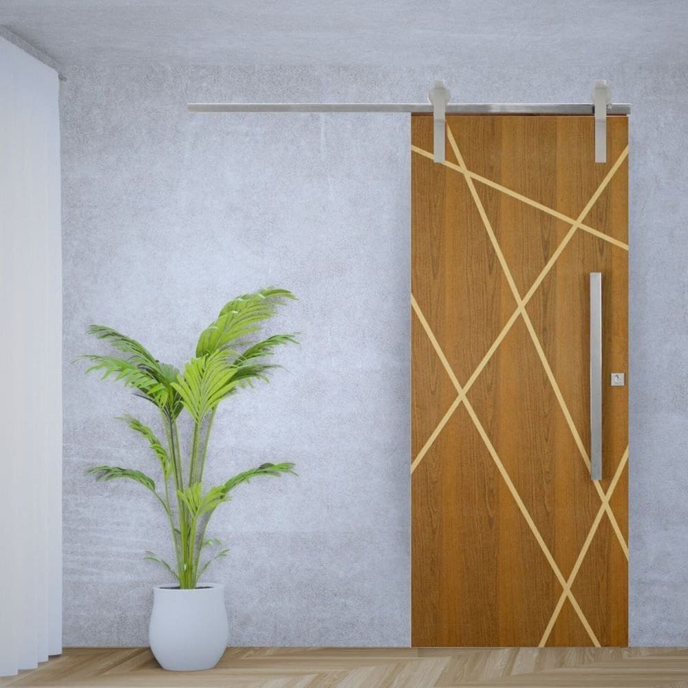 Porta de Correr Padrão Imbuia Agatha Trilho Soft Puxador Barra Chata 800 Mm 92 X 210 Esquerdo Natural