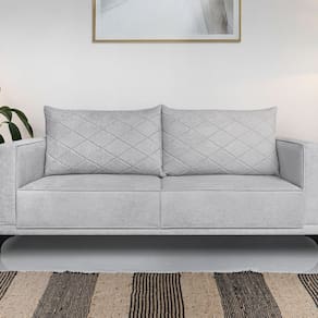 Sofá Eliot 3 Lugares 220 Cm Linho Boucle Cinza