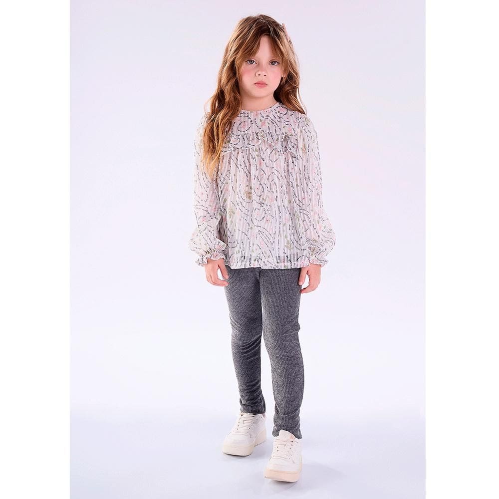 Conjunto Blusa Tule Manga Longa E Calça Cotelê Kiki Xodó Ref:3600114 6/12