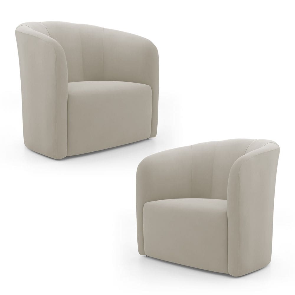 Kit 02 Poltronas Decorativas Abby Veludo Bege - Desk Design