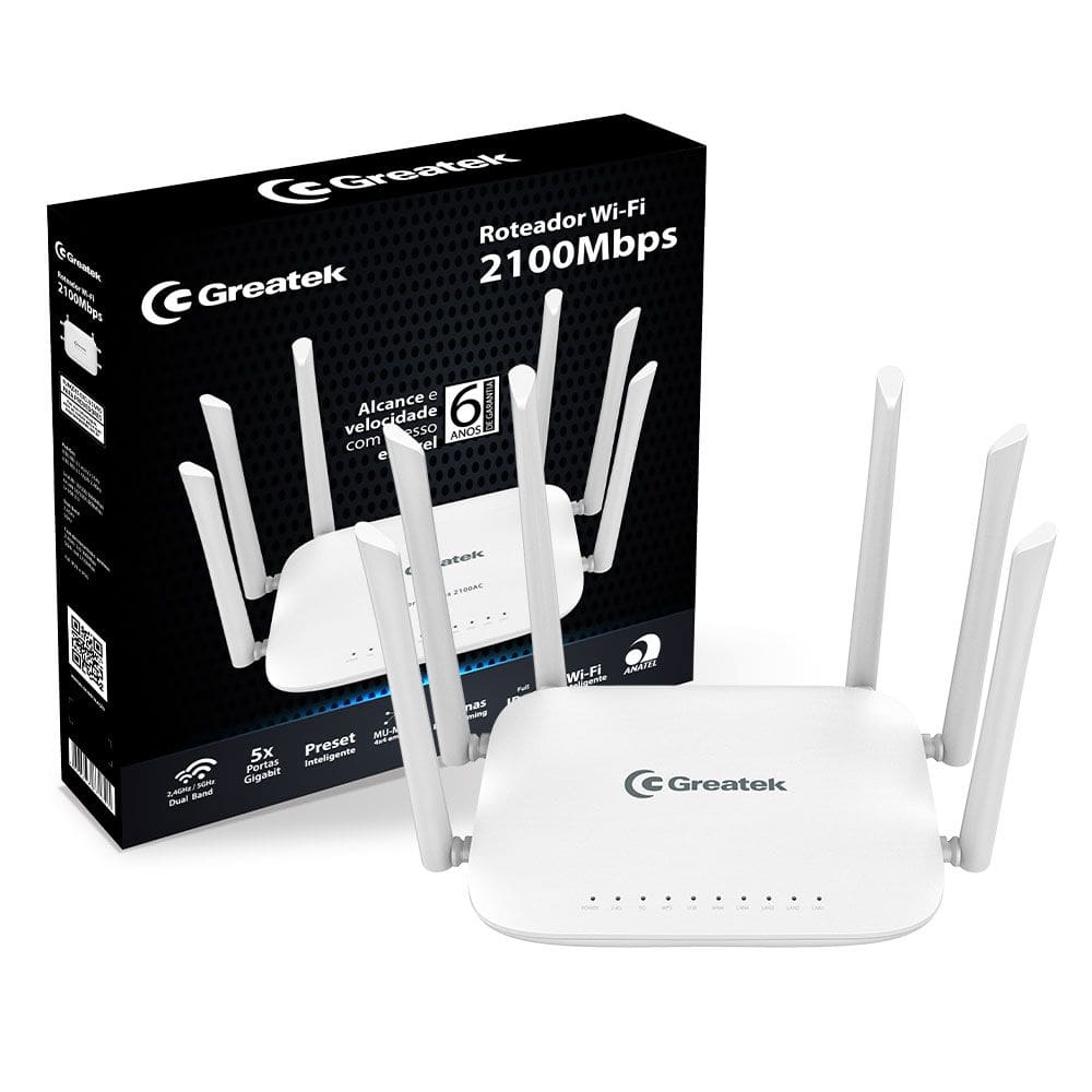 Roteador Wireless AC 2100mbps 5 portas Gigabit IPV6 GREATEK