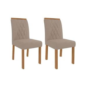 Cadeira de Cozinha Juliana Wood Kit 2 Un Nature-Madeirado/ Linho Bege - Cimol