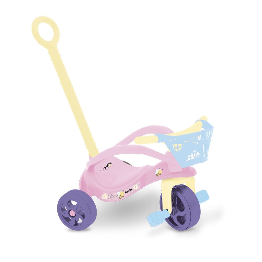 Triciclo Infantil Abelinha com Empurrador, Proteção e Cestinha Xalingo
