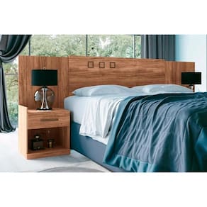 Painel Cama Box Madeirado Jatoba/Atacama Casal/Queen Havana Plus 2 Mesas c/ 2 Gavetas Jatoba/Atacama - Santos Andirá
